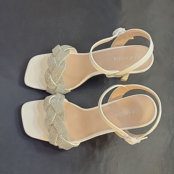 BRAND NEW TOP MODA  HEEL RHINESTONES EMBELLISHMENTS ANKLE STRAP SQUARE T… - Picture 8 of 16